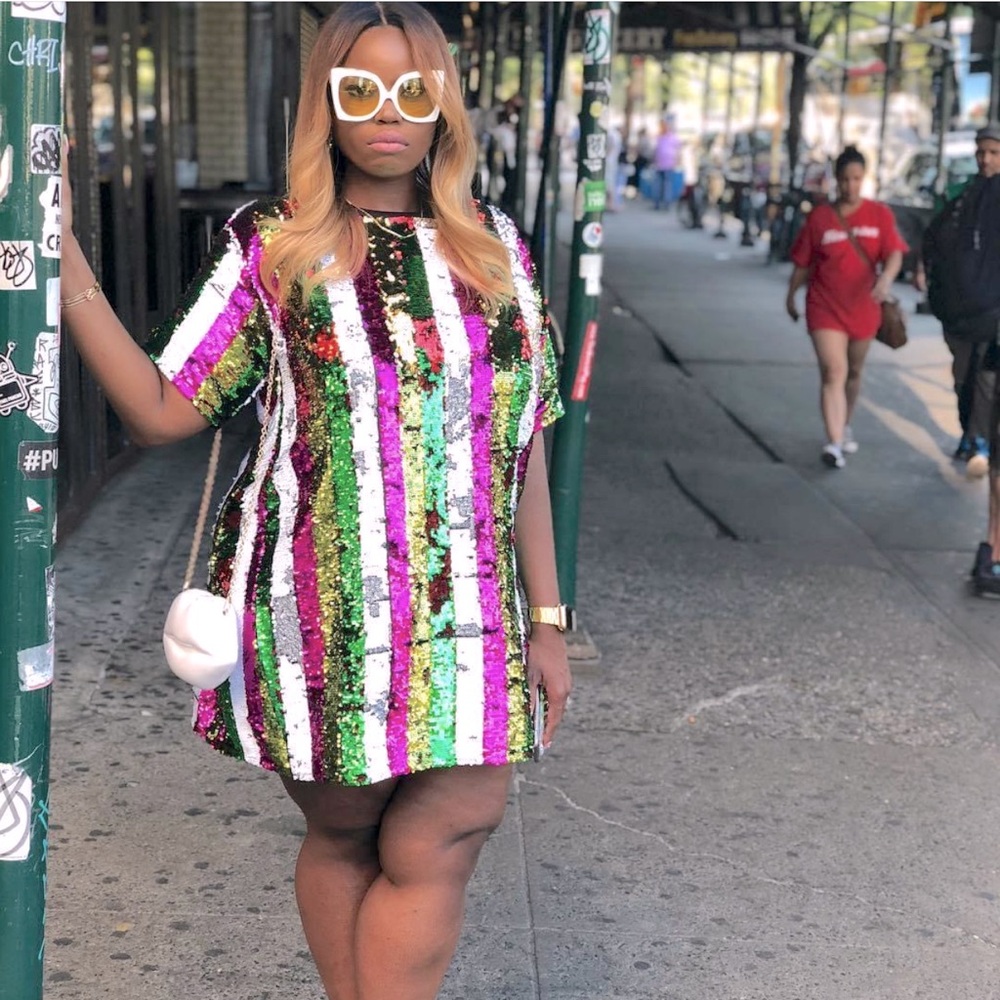Fashion Nova Sequin Stripe Tunic